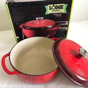 Lodge Enameled Cast Iron Dutch Oven, 4.6-Quart, Island Spice Red